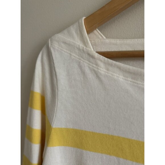 Talbots Women's Medium Yellow Striped Top Shirt Boat Neck Long Sleeve Bow - Picture 5 of 10